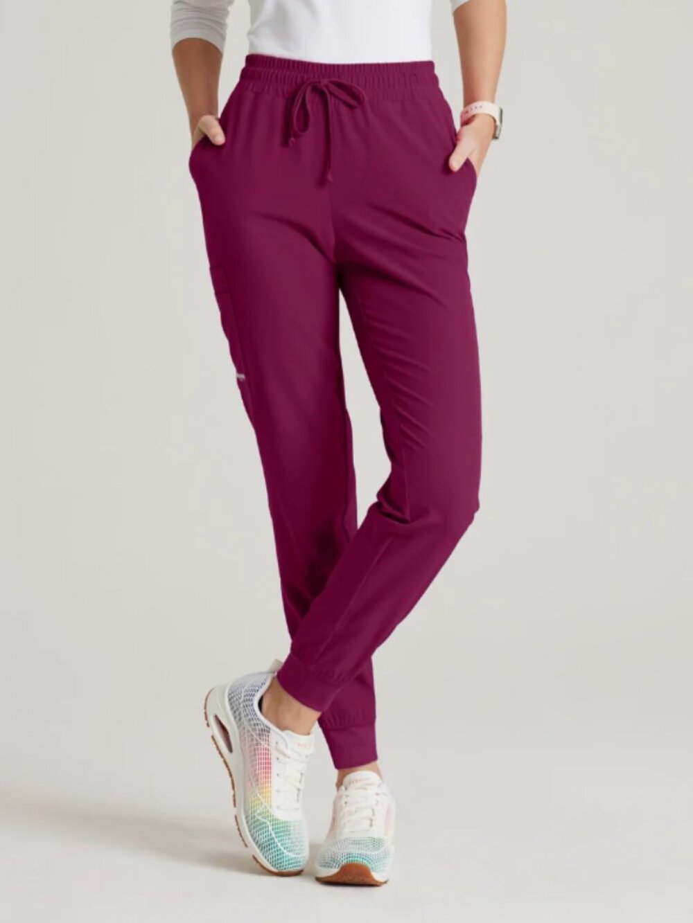 NWT Barco Skechers Scrubs Jogger Wine Color Nurse Medical Workwear sz XS Midrise